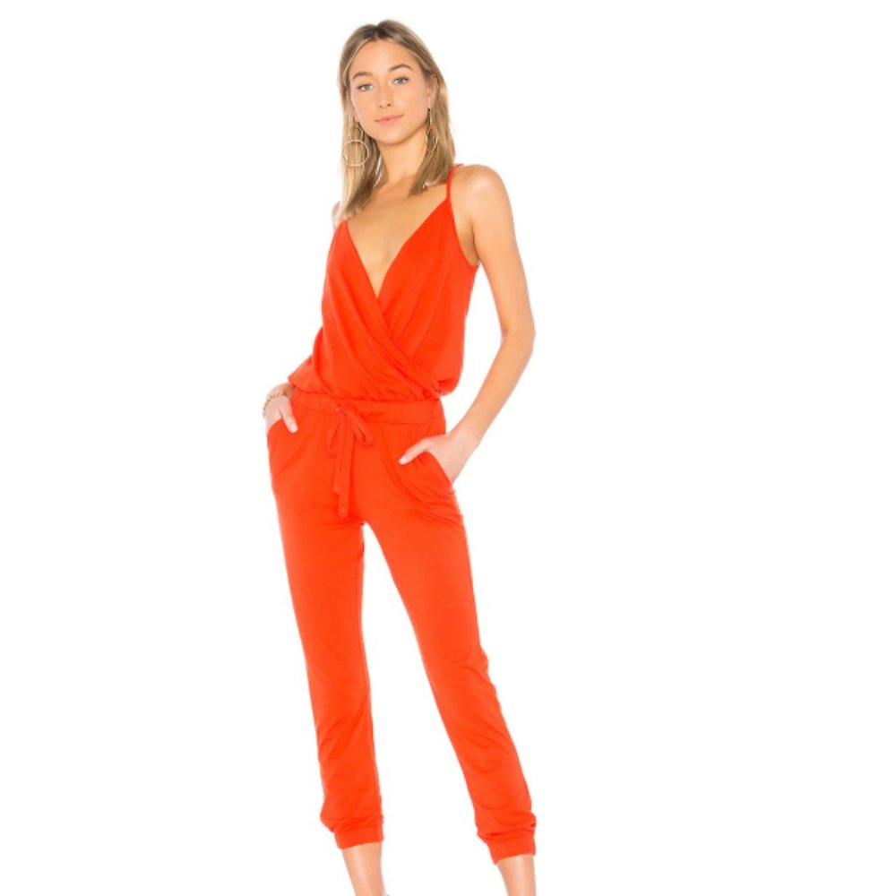 Bobi  - Red Supreme Jersey Surplice Jumpsuit **Like New